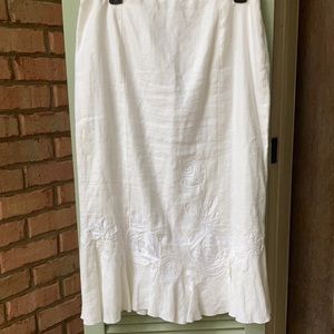 Nine West embellished white linen skirt